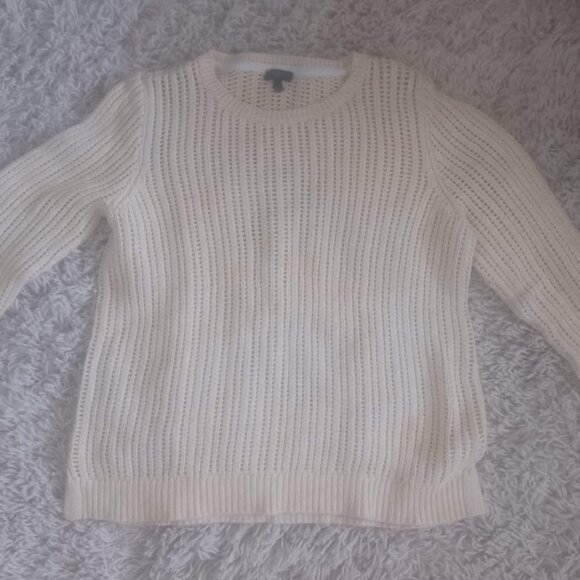 Talbots Women’s Large Petite Butter Yellow Open Weave Cotton Knit Sweater - Picture 1 of 6